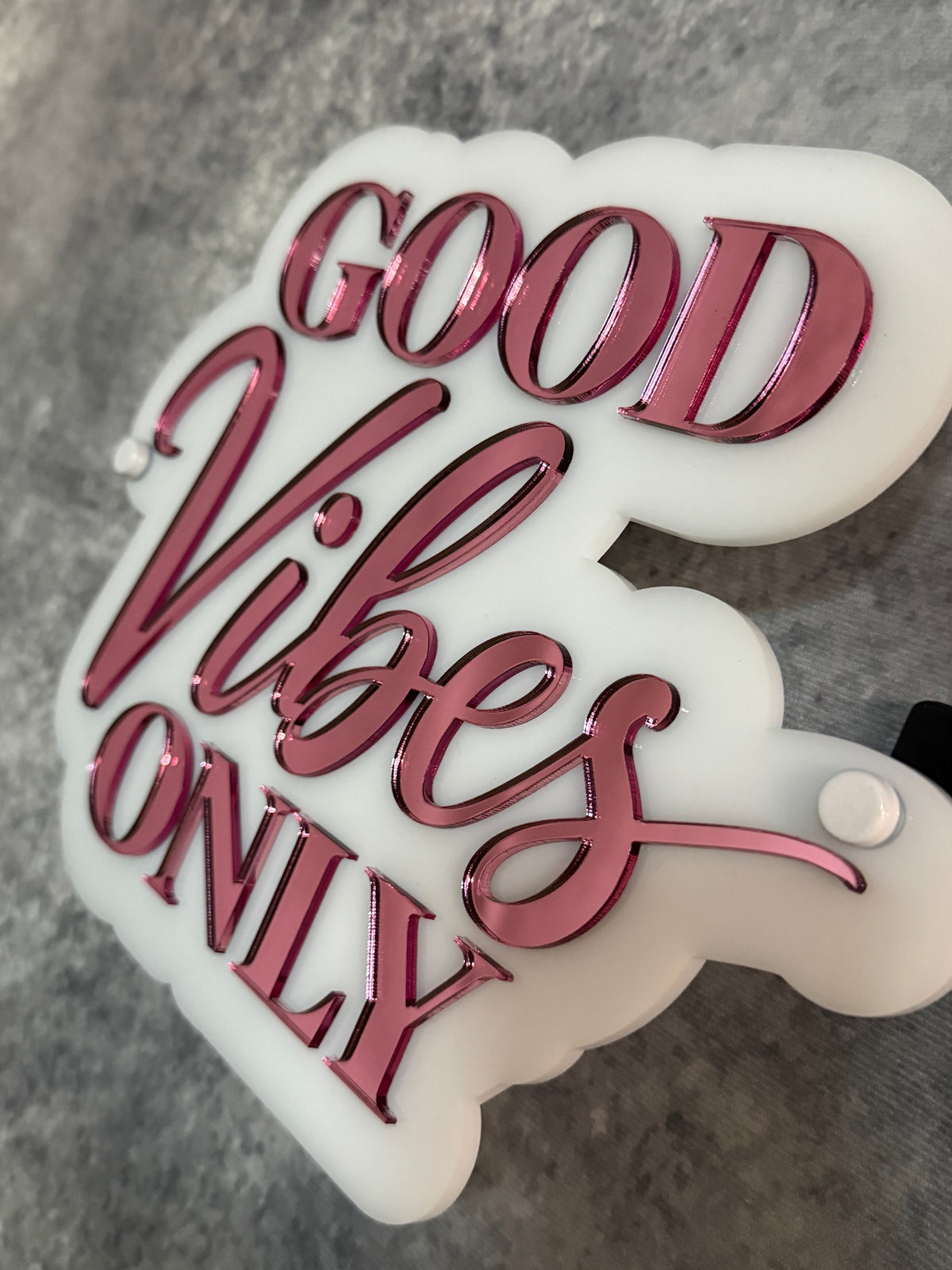 GOOD VIBES ONLY Pink Mirror Acrylic Wall Sign