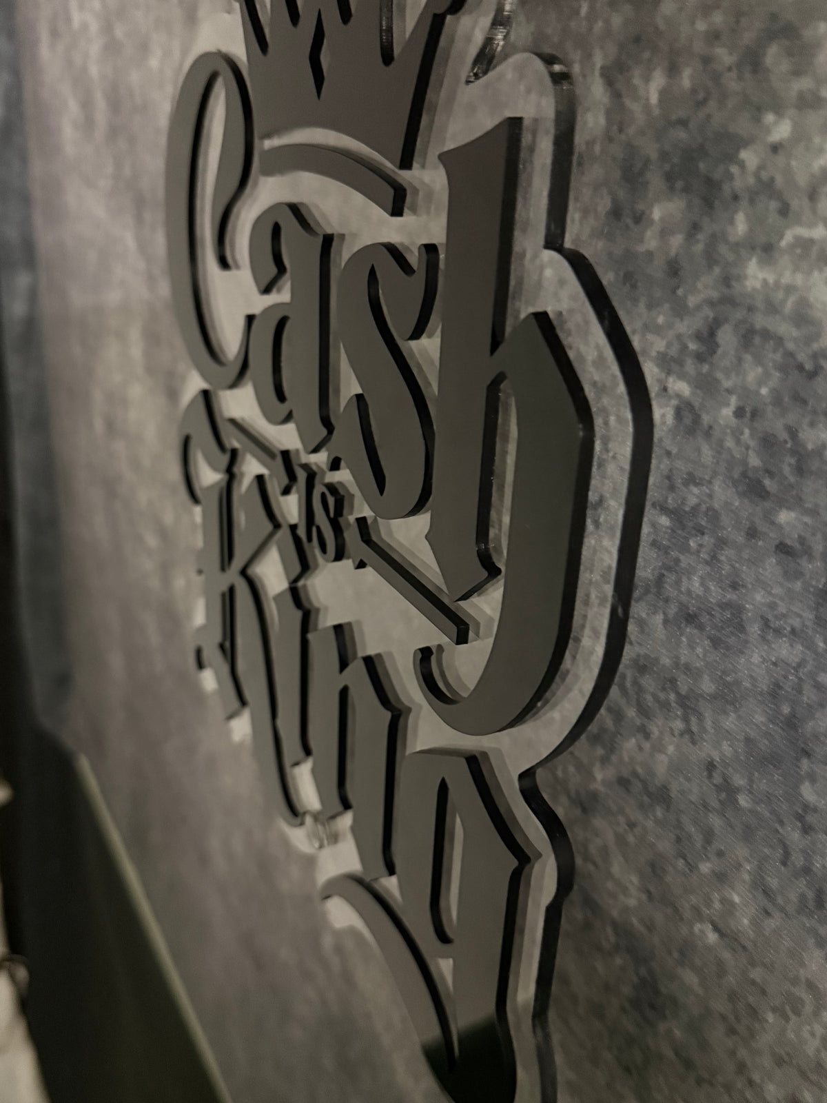 CASH IS KING Layered Acrylic Wall Sign